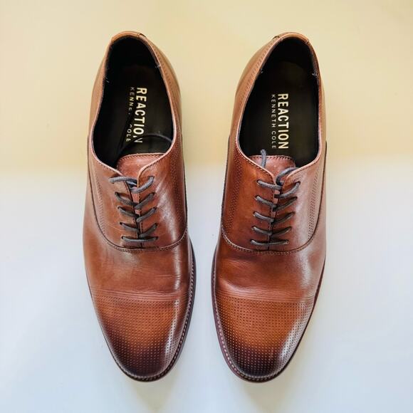 MENS KENNETH COLE Dark Brown Mahogany Leather Derby Oxford Lace Up Shoes 8.5 main image 9